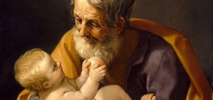 Dipinto che ritrae San Giuseppe che regge in braccio il bambinello