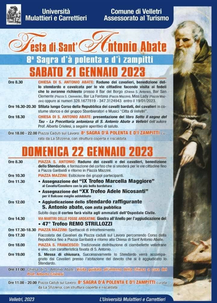 Programma Festa di Sant'Antonio Abate Velletri